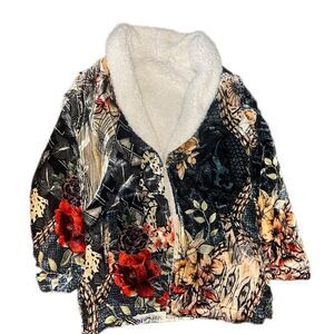 Soft Surroundings Y2K 2000 Aesthetics Velvet Jacket with Shearling Sherpa XS